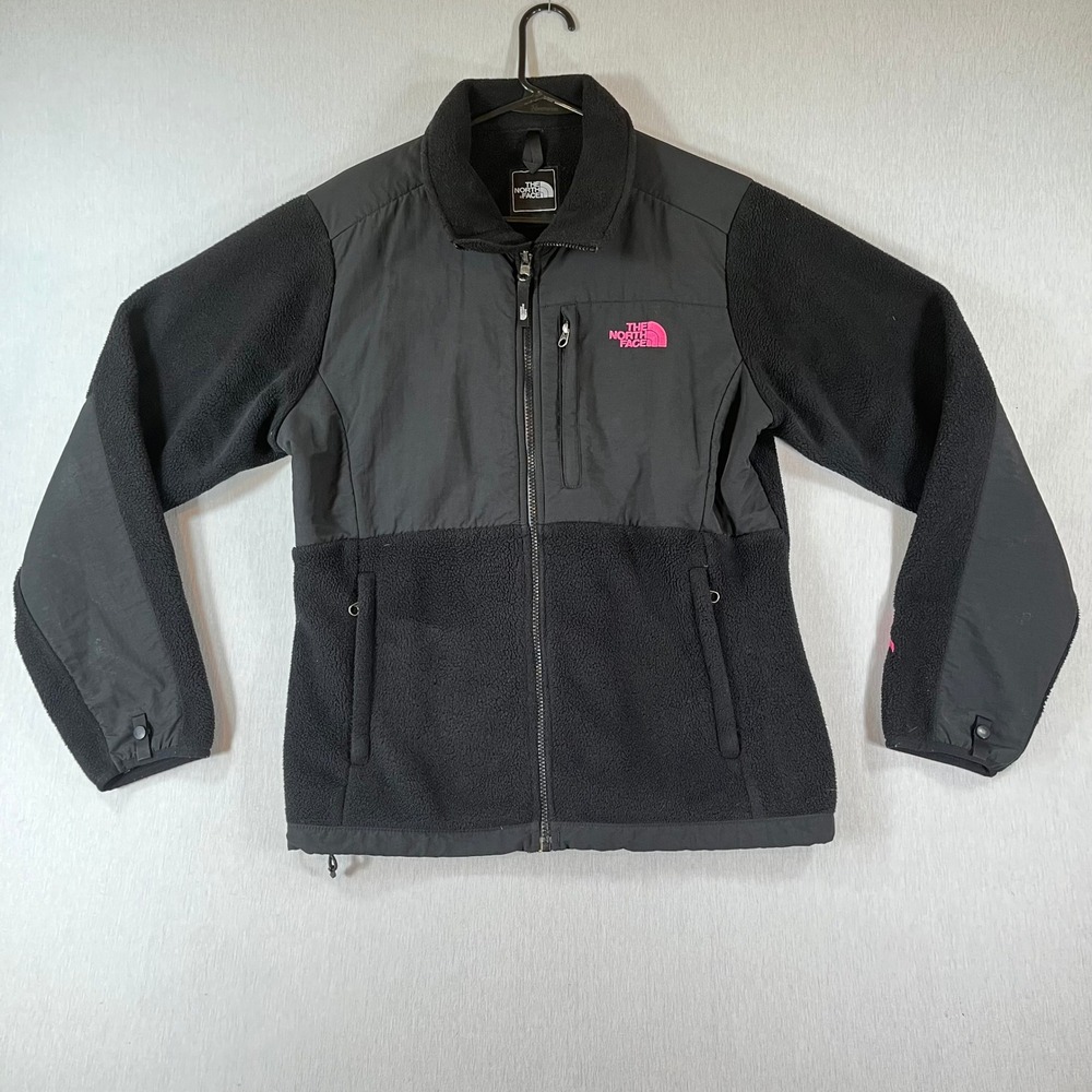 The North Face Denali Fleece Jacket Womens Large Black Pink Ribbon ANKB T132